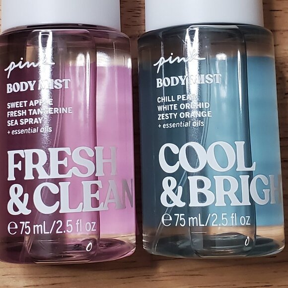 2 VS PINK Mists Cool & Bright and Fresh & Clean 2.5 FL OZ / 75 ML Each - Picture 2 of 6